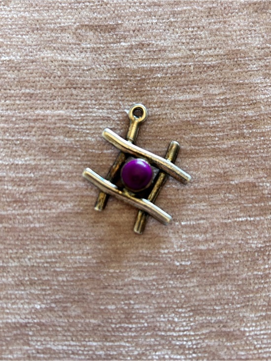 Mexico 925 Jewelry - Mexico Sterling Silver 925 Vintage Modernist Purple Stone Pendant Geometric